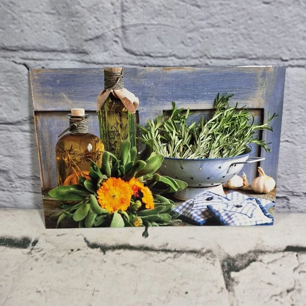Rustic Living Botanical Herb Themed Note Cards Lot Of 5 Glossy Blank‎ Inside